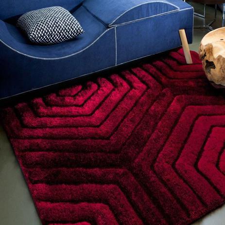 Tapete para Sala 3D Standal Vermelho - 150x200cm - 100% Poli - Corttex Menor preço em Tapete para Sala 3D Standal Vermelho - 150x200cm - 100% Poli - Corttex