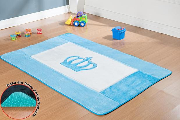 Tapete Passadeira Coroa Real Azul Turquesa 1,30m x 0,90m - 1 Peça - Guga Menor preço em Tapete Passadeira Coroa Real Azul Turquesa 1,30m x 0,90m - 1 Peça - Guga