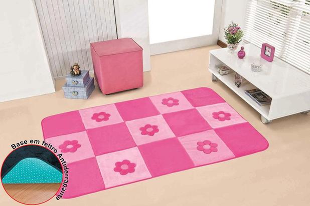 Tapete Passadeira Margaridas Pink 1,30m x 0,90m - 1 Peça - Guga Menor preço em Tapete Passadeira Margaridas Pink 1,30m x 0,90m - 1 Peça - Guga