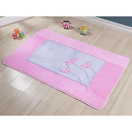 Tapete Passadeira Pelúcia Decorativo Libélula Premium Antiderrapante - Rosa Lilás - Guga tapetes é boa?