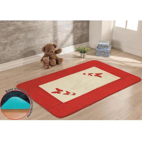 Tapete Passadeira Pelúcia Quarto Infantil Borboletas Premium Antiderrapante - Vermelho - Guga tapetes Menor preço em Tapete Passadeira Pelúcia Quarto Infantil Borboletas Premium Antiderrapante - Vermelho - Guga tapetes