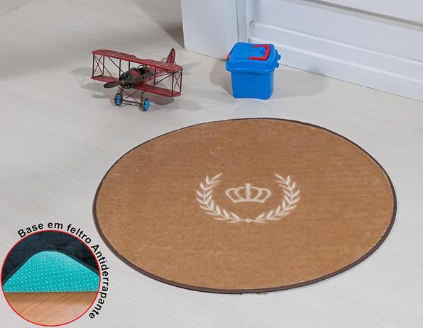 Tapete Pelucia Antiderrapante Redondo Coroa Real Bege Quarto Infantil Macio - Guga Tapetes Menor preço em Tapete Pelucia Antiderrapante Redondo Coroa Real Bege Quarto Infantil Macio - Guga Tapetes