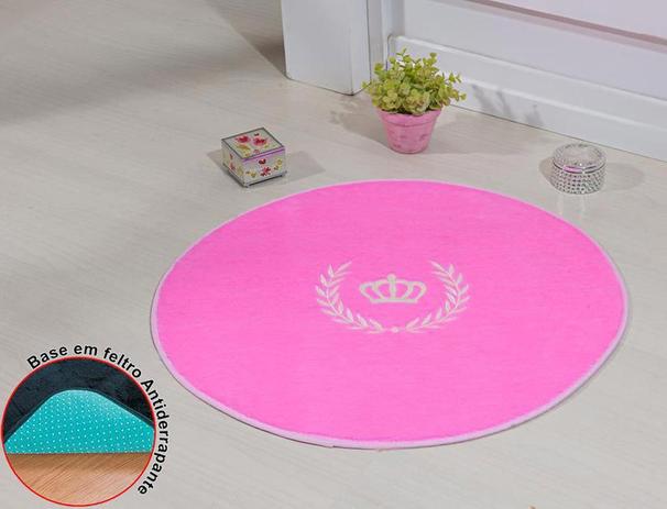 Tapete Pelucia Antiderrapante Redondo Coroa Real Rosa Quarto Infantil Macio - Guga tapetes Menor preço em Tapete Pelucia Antiderrapante Redondo Coroa Real Rosa Quarto Infantil Macio - Guga tapetes