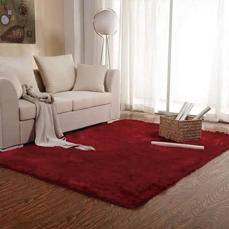 Tapete Peludo Luxo 100x150cm Casa Dona Vermelho Menor preço em Tapete Peludo Luxo 100x150cm Casa Dona Vermelho