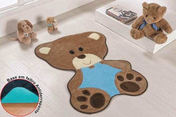 Tapete Premium Formato Bebe Urso Azul Turqueza - Guga tapetes Menor preço em Tapete Premium Formato Bebe Urso Azul Turqueza - Guga tapetes