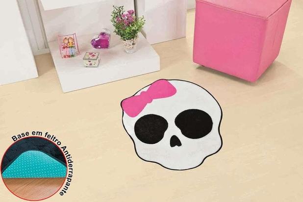 Tapete Premium Formato Big Caveira Menina Pink - Guga tapetes Menor preço em Tapete Premium Formato Big Caveira Menina Pink - Guga tapetes