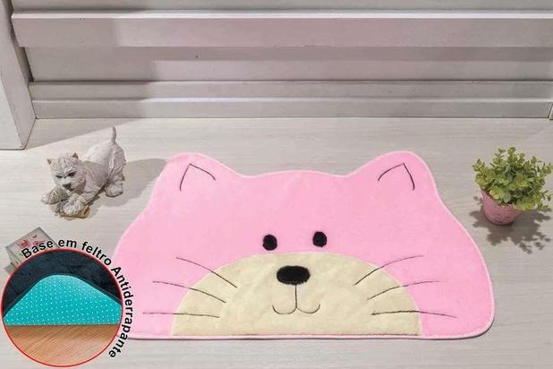 Tapete Premium Formato Gato Carinho Rosa - Guga tapetes Menor preço em Tapete Premium Formato Gato Carinho Rosa - Guga tapetes