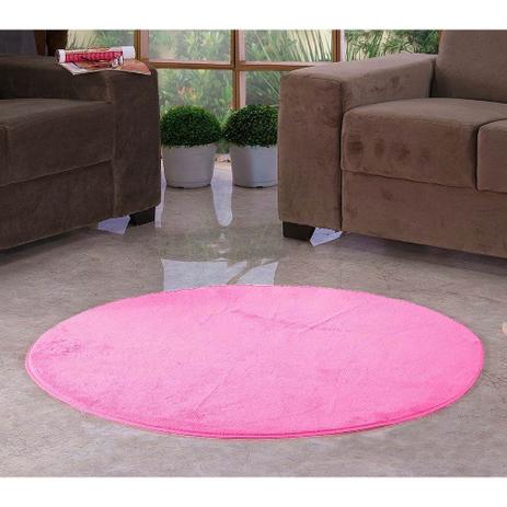 Tapete Redondo Liso para Quarto e Sala Tecido de Pelúcia 1,10m - Rosa - Santos luan Menor preço em Tapete Redondo Liso para Quarto e Sala Tecido de Pelúcia 1,10m - Rosa - Santos luan