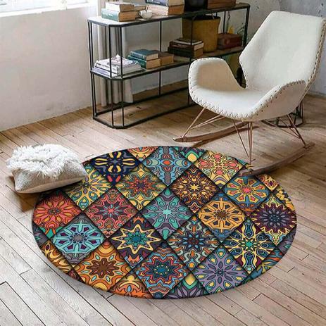 Tapete Redondo Wevans Mandalas Coloridas - Love Decor Menor preço em Tapete Redondo Wevans Mandalas Coloridas - Love Decor