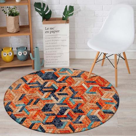 Menor preço em Tapete Redondo Wevans Quadrados 3D - Love Decor