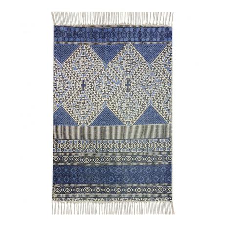 Tapete Retangular Kilim Calcuta Niazitex 1,00m x 1,40m Azul Menor preço em Tapete Retangular Kilim Calcuta Niazitex 1,00m x 1,40m Azul