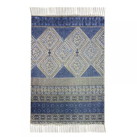Tapete Retangular Kilim Calcuta Niazitex 60cm x 90cm Azul Menor preço em Tapete Retangular Kilim Calcuta Niazitex 60cm x 90cm Azul