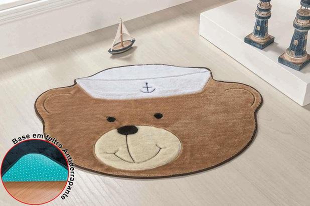 Tapete Urso Marinheiro Pelucia Premium Antiderrapante Bege Quarto Menino Fofo - Guga tapetes Menor preço em Tapete Urso Marinheiro Pelucia Premium Antiderrapante Bege Quarto Menino Fofo - Guga tapetes