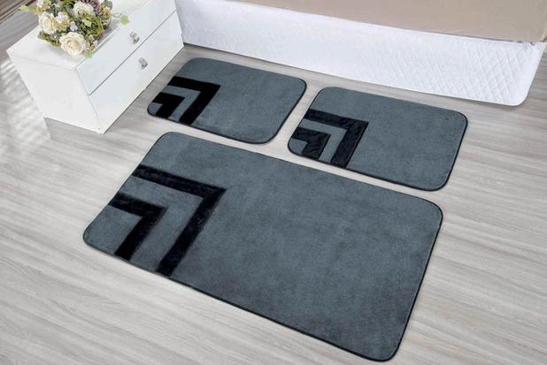 Tapete Veneza Premium para Quarto Kit 3 Pçs Cinza - Guga tapetes Menor preço em Tapete Veneza Premium para Quarto Kit 3 Pçs Cinza - Guga tapetes