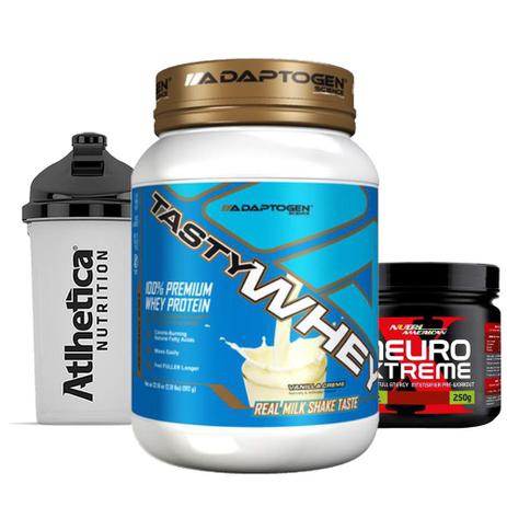 Tasty Whey 2Lb Vanilla + Neuro Xtreme Uva Verde + Bottle - K-fit Menor preço em Tasty Whey 2Lb Vanilla + Neuro Xtreme Uva Verde + Bottle - K-fit