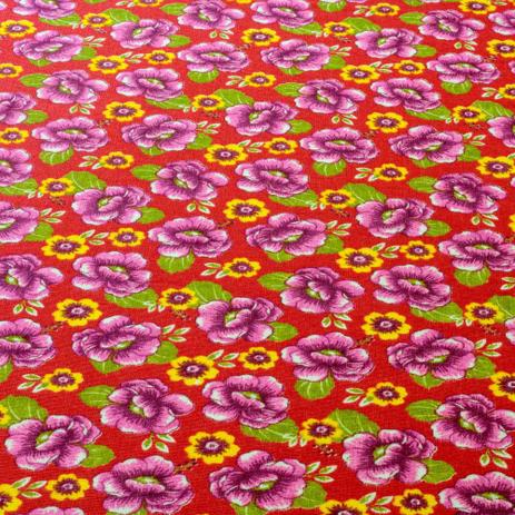 Tecido Chita Estampada Flor Roxa 100 Algodao Fundo Vermelho Tecidosmodelo Tecidos Magazine Luiza