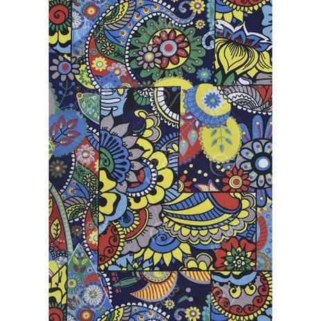 Tecido Jacquard Estampado Abstrato Floral Fundo Azul - 1,40m de Largura Menor preço em Tecido Jacquard Estampado Abstrato Floral Fundo Azul - 1,40m de Largura