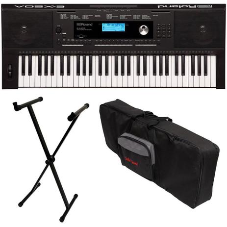 Teclado Arranjador Roland EX20A + Capa + Estante Menor preço em Teclado Arranjador Roland EX20A + Capa + Estante