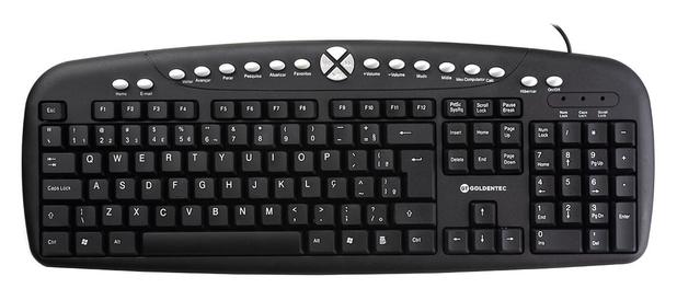 Teclado com Fio e Atalhos Multimídia ABNT2 GT - Goldentec Menor preço em Teclado com Fio e Atalhos Multimídia ABNT2 GT - Goldentec