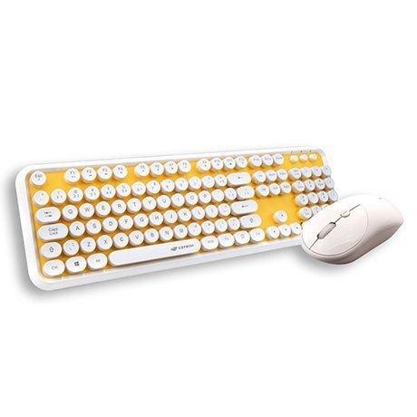 Teclado e Mouse Sem Fio Anti-Respingos Amarelo/Branco C3Tech K-W200WYL Menor preço em Teclado e Mouse Sem Fio Anti-Respingos Amarelo/Branco C3Tech K-W200WYL