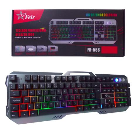 Teclado Gamer Led Rgb Retroiluminado Profissional Abnt2 USB Feir Fr-568 Menor preço em Teclado Gamer Led Rgb Retroiluminado Profissional Abnt2 USB Feir Fr-568