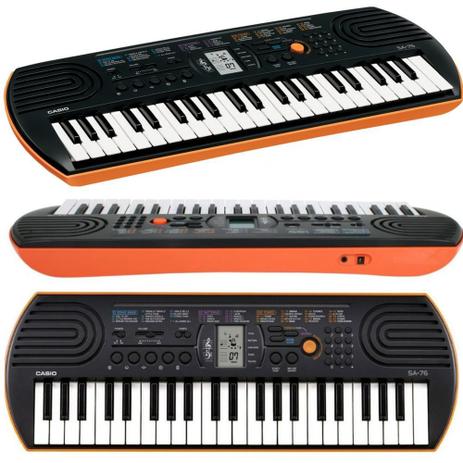 Teclado Infantil Casio SA-76 Preto/Laranja Menor preço em Teclado Infantil Casio SA-76 Preto/Laranja