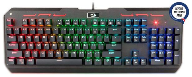 Teclado Mecânico Redragon VARUNA - Iluminação LED RGB - K559-RGB - ANSI Menor preço em Teclado Mecânico Redragon VARUNA - Iluminação LED RGB - K559-RGB - ANSI
