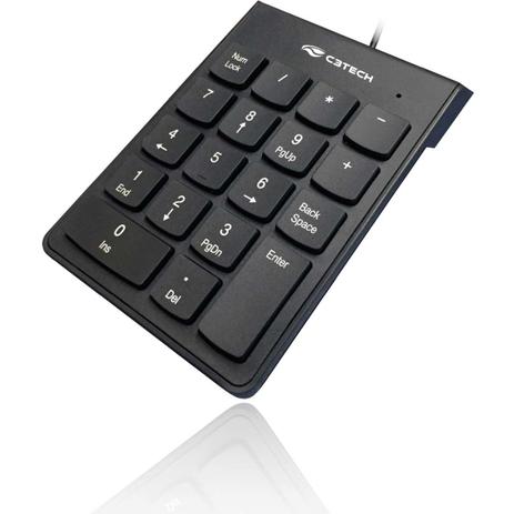 Teclado Mini USB Numerico KN-10 Preto - C3 tech Menor preço em Teclado Mini USB Numerico KN-10 Preto - C3 tech