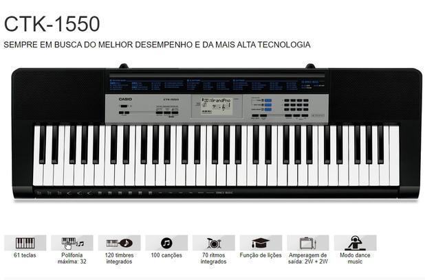 Teclado Musical Arranjador Casio Ctk 1550 61 Teclas Menor preço em Teclado Musical Arranjador Casio Ctk 1550 61 Teclas