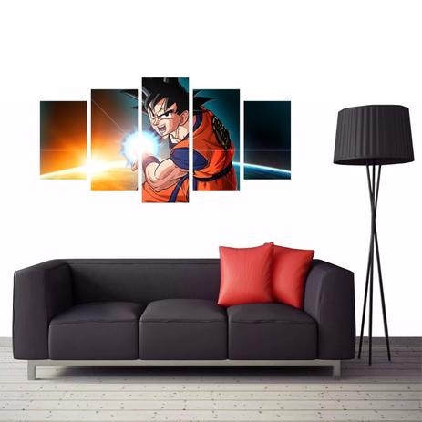 Tela Decorativa Goku Quadro 5 Peças 160x80 - Quadros mais Menor preço em Tela Decorativa Goku Quadro 5 Peças 160x80 - Quadros mais