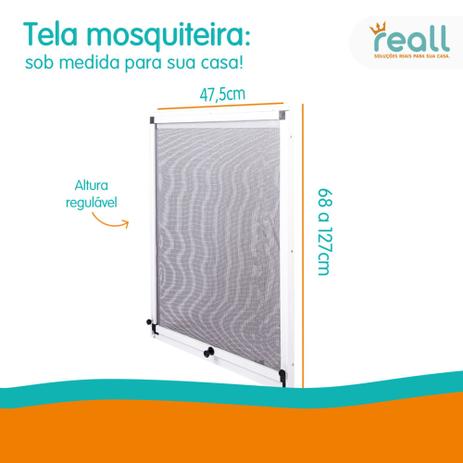 Tela Mosquiteira - Altura Regulável - Fumê - Kit c/ 2 pçs - REALL Menor preço em Tela Mosquiteira - Altura Regulável - Fumê - Kit c/ 2 pçs - REALL