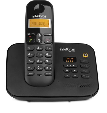 Telefone s/fio ts 3130 preto secretaria eletronica intelbras Menor preço em Telefone s/fio ts 3130 preto secretaria eletronica intelbras