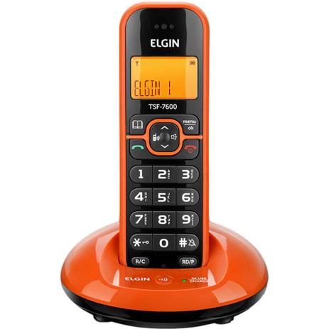 Telefone Sem Fio Elgin com Identificador de Chamada TSF7600 Laranja