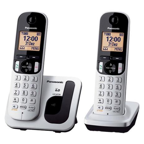 Telefone sem Fio KX-TGC212LB1 Identificador de Chamada, Prata + Ramal - Panasonic