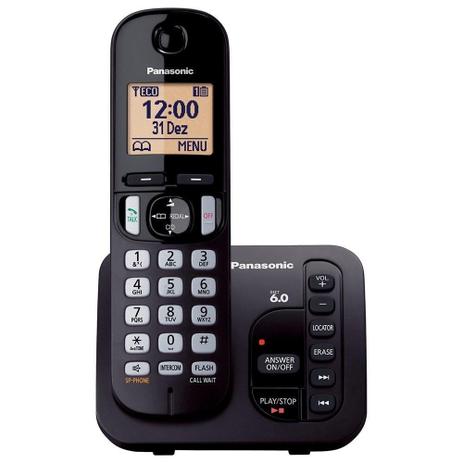 Telefone sem Fio KX-TGC220LBB Preto Dect 6.0, Secretária Eletrônica, Viva-Voz - Panasonic