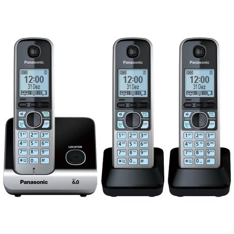 Telefone sem fio Panasonic combo (base + 2 ramais) KX-TG6713LBB Black Piano Menor preço em Telefone sem fio Panasonic combo (base + 2 ramais) KX-TG6713LBB Black Piano