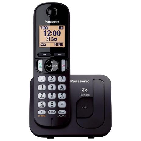 Telefone sem Fio Panasonic KX-TGC210LBB Dect 6.0, Viva-Voz, Preto