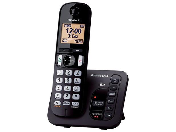 Telefone Sem Fio Panasonic KX-TGC220LBB - Identificador de Chamada Viva Voz Preto Menor preço em Telefone Sem Fio Panasonic KX-TGC220LBB - Identificador de Chamada Viva Voz Preto