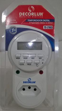 Temporizador Digital - 8 programações Decorlux - Bivolt - 10A Menor preço em Temporizador Digital - 8 programações Decorlux - Bivolt - 10A