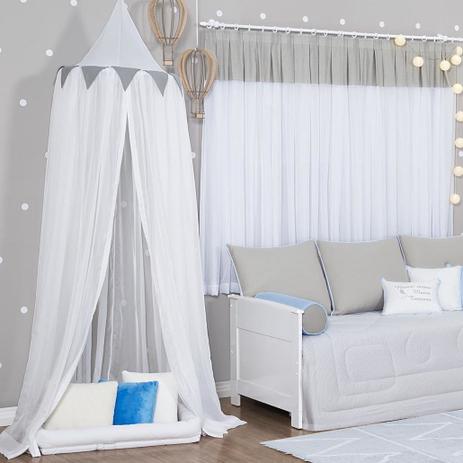 Tenda Dossel Cabaninha de Teto Infantil Mosquiteiro Voil e Percal 300 Fios Cinza - Brubrelel Menor preço em Tenda Dossel Cabaninha de Teto Infantil Mosquiteiro Voil e Percal 300 Fios Cinza - Brubrelel