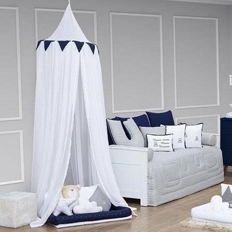 Tenda Dossel Cabaninha de Teto Infantil Mosquiteiro Voil e Percal 300 Fios Marinho - Aime Menor preço em Tenda Dossel Cabaninha de Teto Infantil Mosquiteiro Voil e Percal 300 Fios Marinho - Aime