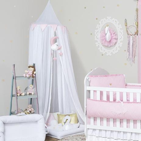 Tenda Dossel Cabaninha de Teto Infantil Mosquiteiro Voil e Percal 300 Fios Rosa - Brubrelel Menor preço em Tenda Dossel Cabaninha de Teto Infantil Mosquiteiro Voil e Percal 300 Fios Rosa - Brubrelel