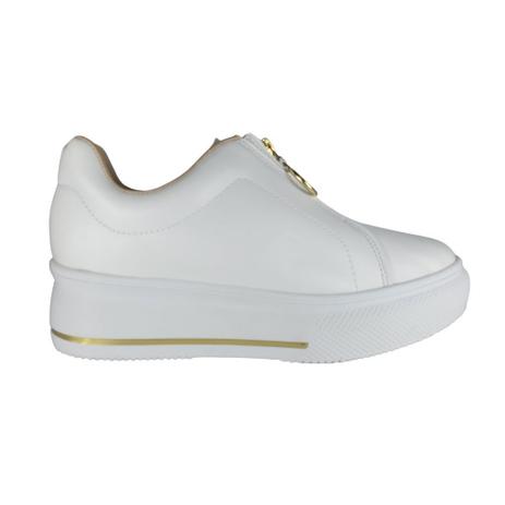 Tênis flatform beira rio zíper branco Clearance