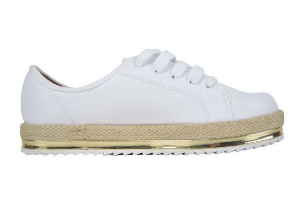 tenis branco com dourado feminino