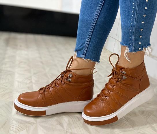 Tênis Botinha em couro, na cor caramelo, tamanho 35 - Raydarck - Outros  Moda e Acessórios - Magazine Luiza