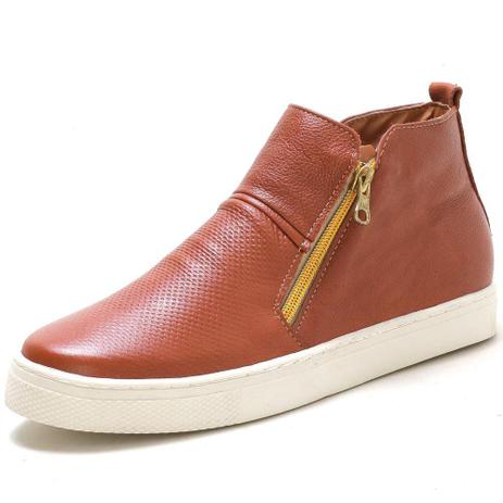 Tênis Botinha Feminino Couro Zíper Caramelo - Q\u0026A - Tênis Feminino -  Magazine Luiza