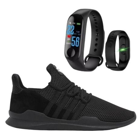 Tênis Caminhada Corrida Leve Macio Confortável Fitness Academia + Pulseira Inteligente M3 - Ever Way Menor preço em Tênis Caminhada Corrida Leve Macio Confortável Fitness Academia + Pulseira Inteligente M3 - Ever Way