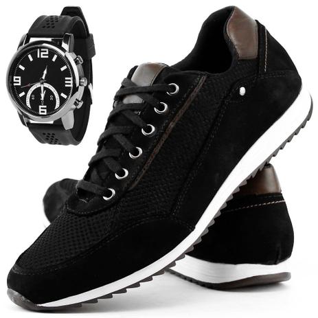 Tênis Caminhada Masculino SapatoFran Em Couro Nobuck com Relógio - Florense - Tênis Masculino - Magazine Luiza