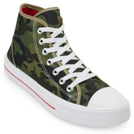 tenis camuflado cano alto