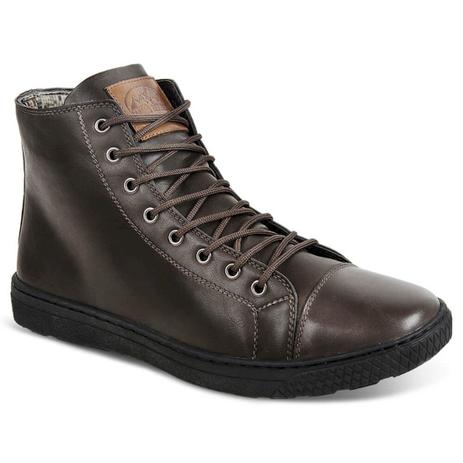 tenis cano alto marrom masculino